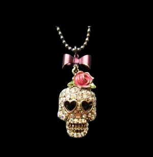 Betsey Johnson Pavé Skull Necklace - GPC